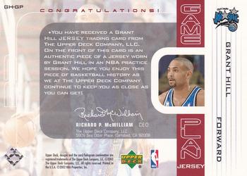 2002-03 Upper Deck - Game Plan Jerseys #GH-GP Grant Hill Back