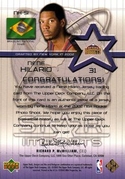 2002-03 Upper Deck - Star Imports Jerseys #NH-SI Nene Hilario Back
