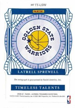 2020-21 Panini National Treasures - Timeless Talents Signatures Bronze #TT-LSW Latrell Sprewell Back