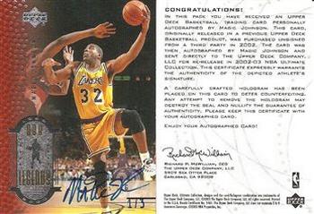 2002-03 Upper Deck Ultimate Collection - Buybacks #38 Magic Johnson / 00UDCenL#2 Front