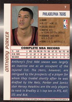 1998-99 Topps #7 Anthony Parker Back