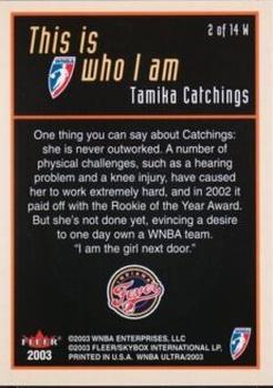 2003 Ultra WNBA - Who I Am #2 W Tamika Catchings Back