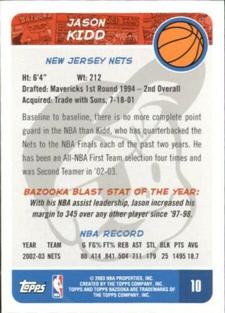 2003-04 Bazooka - Mini #10 Jason Kidd Back