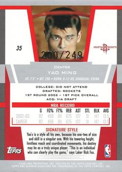 2003-04 Bowman Signature - Silver #35 Yao Ming Back
