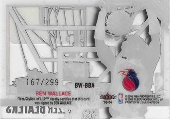 2003-04 E-X - Buzzer Beaters Autographs #BW-BBA Ben Wallace Back