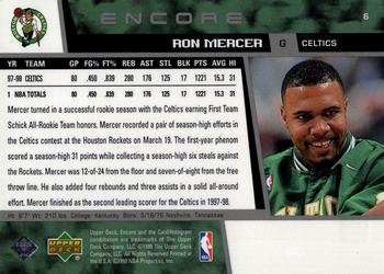 1998-99 Upper Deck Encore #6 Ron Mercer Back