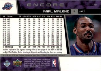 1998-99 Upper Deck Encore #82 Karl Malone Back