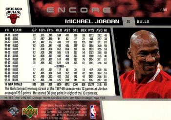 1998-99 Upper Deck Encore #99 Michael Jordan Back
