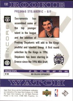 1998-99 Upper Deck Encore #132 Predrag Stojakovic Back