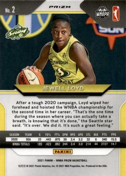 2021 Panini Prizm WNBA - Prizms Hyper #2 Jewell Loyd Back
