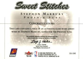 2003-04 Fleer Showcase - Sweet Stitch Game-Used #SS-SM Stephon Marbury Back