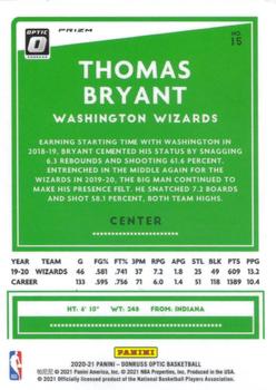 2020-21 Donruss Optic - Hyper Pink #15 Thomas Bryant Back