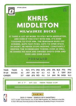 2020-21 Donruss Optic - Purple Shock #55 Khris Middleton Back