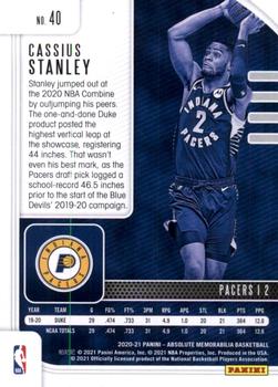 2020-21 Panini Absolute Memorabilia - Retail #40 Cassius Stanley Back