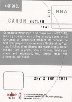 2003-04 SkyBox LE - Sky's the Limit #4 SL Caron Butler Back