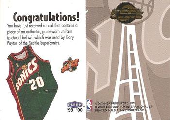 1999-00 Fleer Mystique - Feel the Game Memorabilia #NNO Gary Payton Back