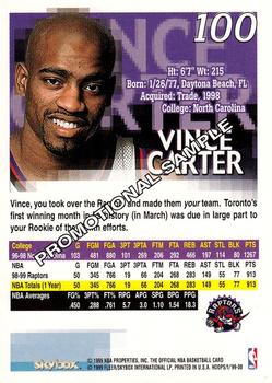 1999-00 Hoops #100 Vince Carter Back