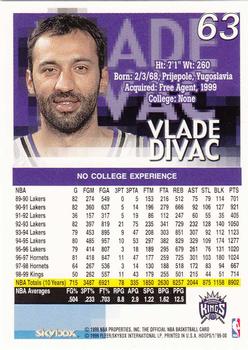 1999-00 Hoops #63 Vlade Divac Back