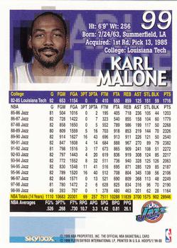 1999-00 Hoops #99 Karl Malone Back