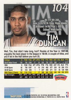 1999-00 Hoops #104 Tim Duncan Back