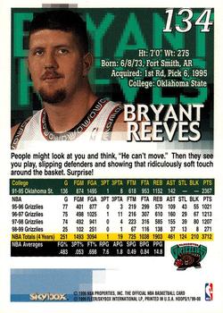 1999-00 Hoops #134 Bryant Reeves Back