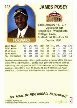 1999-00 Hoops Decade #148 James Posey Back