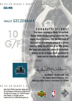 2003-04 UD Glass - Game Gear #GG-WS Wally Szczerbiak Back