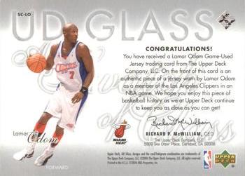 2003-04 UD Glass - Swatch of Class #SC-LO Lamar Odom Back
