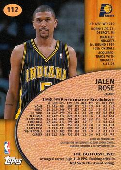 1999-00 Stadium Club #112 Jalen Rose Back