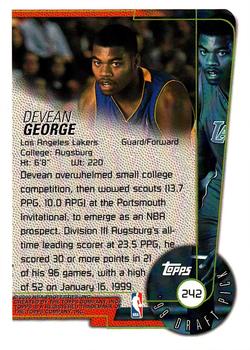 1999-00 Topps #242 Devean George Back
