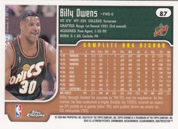 1999-00 Topps Chrome #87 Billy Owens Back