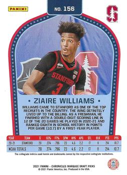 2021 Panini Chronicles Draft Picks - Bronze #156 Ziaire Williams Back