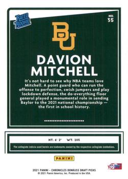 2021 Panini Chronicles Draft Picks - Orange #35 Davion Mitchell Back