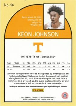 2021 Panini Chronicles Draft Picks - Orange #56 Keon Johnson Back