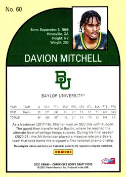2021 Panini Chronicles Draft Picks - Orange #60 Davion Mitchell Back