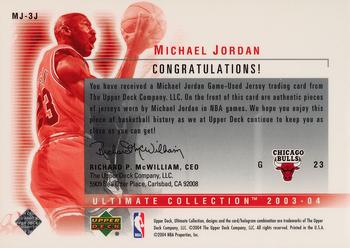 2003-04 Upper Deck Ultimate Collection - Jerseys Triple #MJ-3J Michael Jordan Back