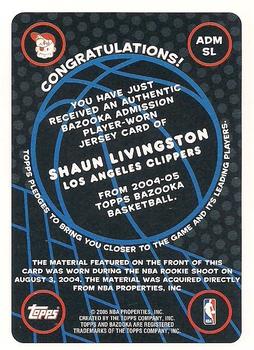 2004-05 Bazooka - Admissions #ADM SL Shaun Livingston Back