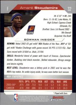 2004-05 Bowman - Chrome #32 Amaré Stoudemire Back