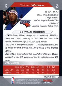 2004-05 Bowman - Chrome #49 Gerald Wallace Back