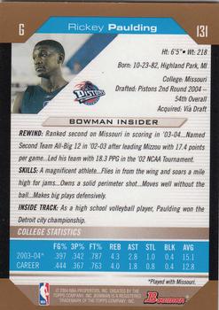 2004-05 Bowman - Gold #131 Rickey Paulding Back