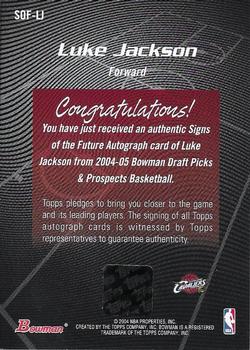 2004-05 Bowman - Signs of the Future #SOF-LJ Luke Jackson Back