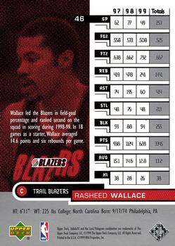 1999-00 Upper Deck HoloGrFX #46 Rasheed Wallace Back