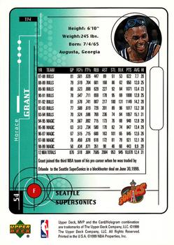 1999-00 Upper Deck MVP #114 Horace Grant Back