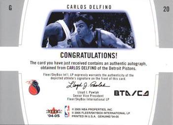 2004-05 Fleer Genuine - Big Time Autographs #BTA/CD Carlos Delfino Back
