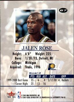 2000-01 Fleer Authority #67 Jalen Rose Back