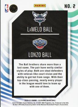 2020-21 Panini Illusions - Rookie Reflections #2 LaMelo Ball / Lonzo Ball Back