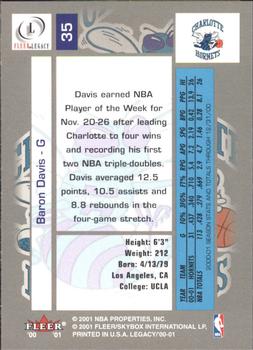 2000-01 Fleer Legacy #35 Baron Davis Back