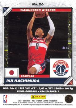 2021-22 Panini NBA Sticker & Card Collection - Cards Red #26 Rui Hachimura Back
