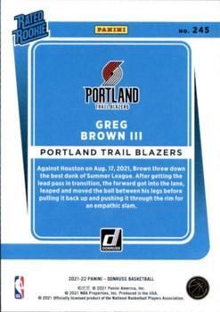 2021-22 Donruss #245 Greg Brown III Back