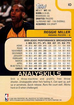 2000-01 Stadium Club #10 Reggie Miller Back